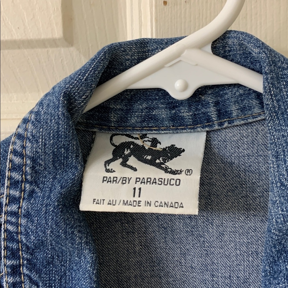 🌷3 for $25🌷Parasuco, US 11 (Juniors), Blue Denim Short Sleeve Front Zipper Dress - Picture 9 of 10